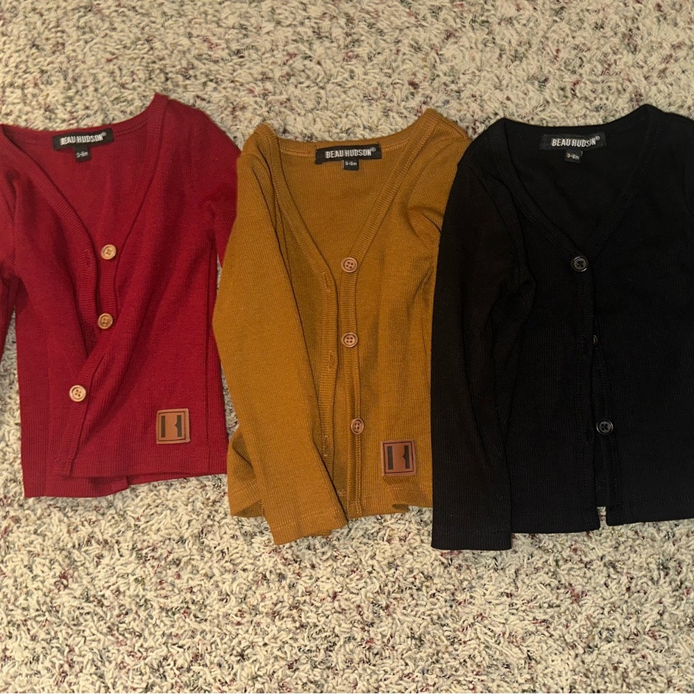 Beau Huddson Jeans Women's Cardigan Trio - Scarlet, Mustard, Ebony